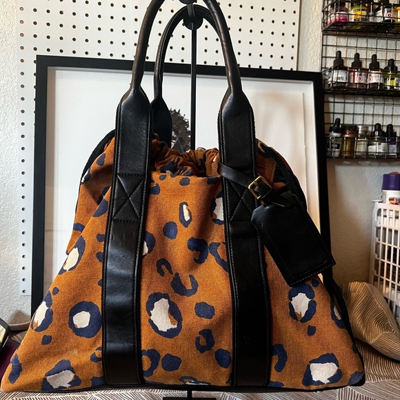 Brown and Black Animal Print Tote Bag - Picture 1 of 8